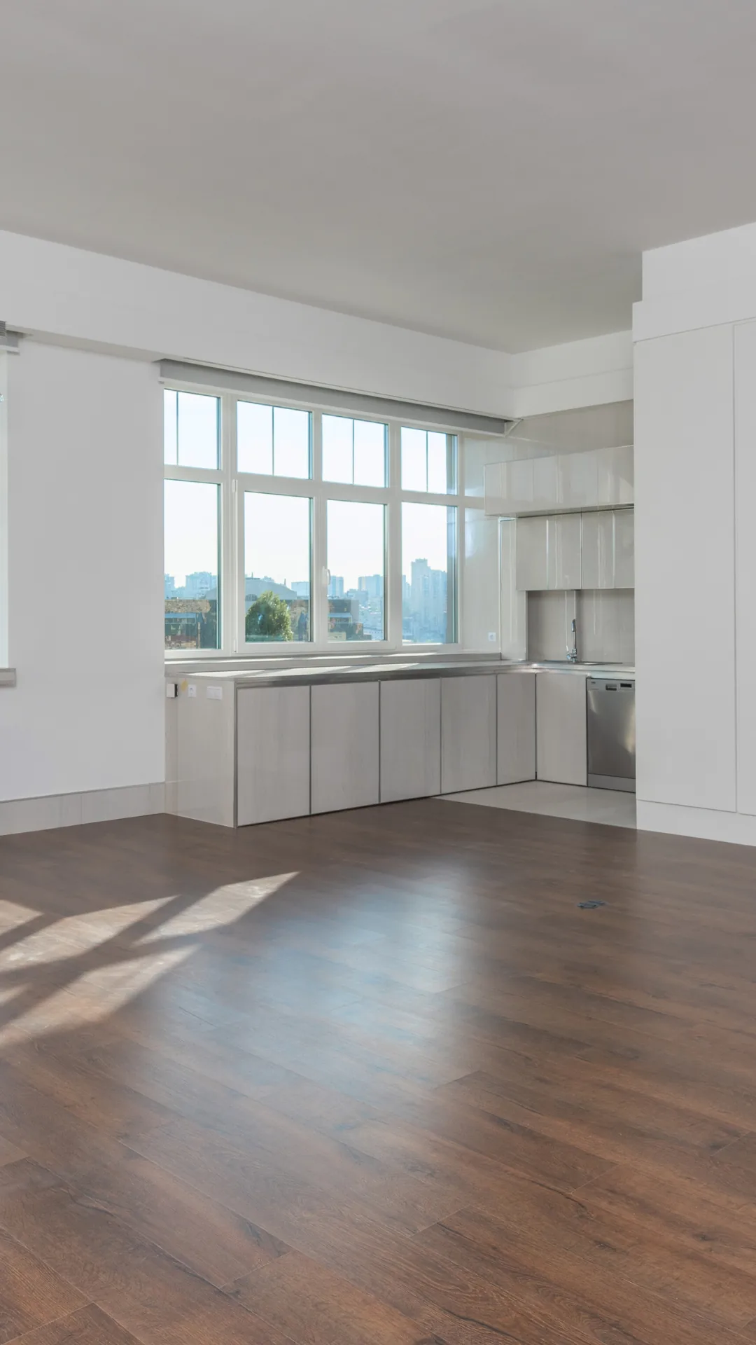 Bright room with new wood-look flooring